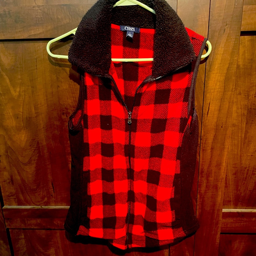 Chaps Ralph Lauren buffalo plaid zip vest